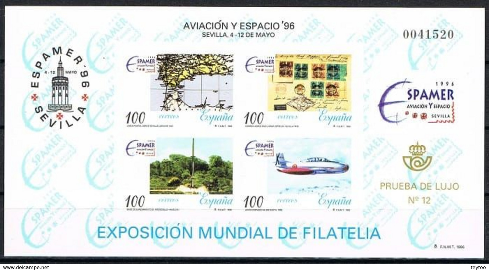 [P59] España 1996, HB Expamer: Prueba De Lujo 12 - Probe- Und Nachdrucke