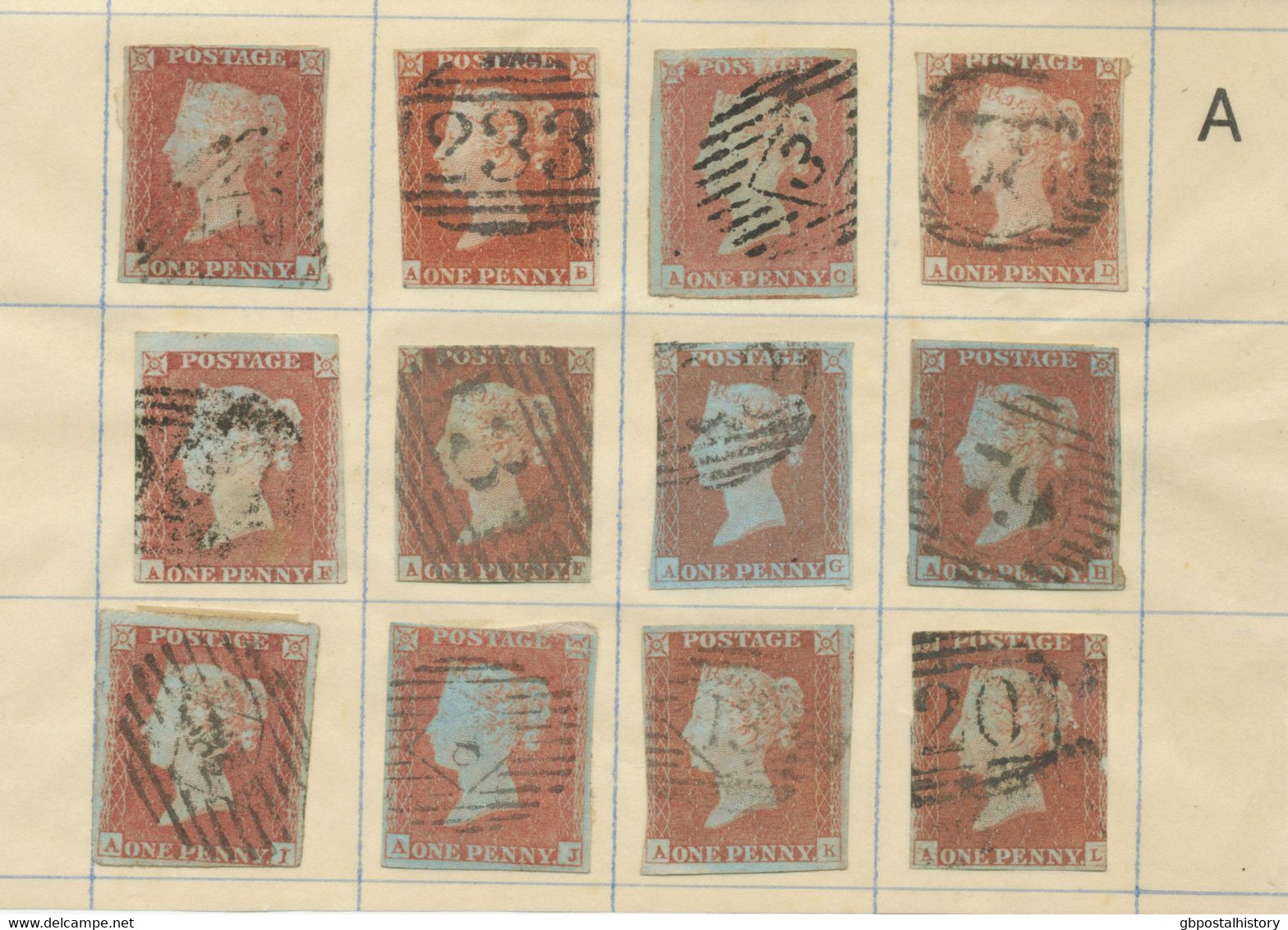 COLLECTION QV 1d Red Imperforated Complete Sheet Reconstruction Of 240 Stamps (within Ca. 130 Four Margins Copies) - Gebraucht