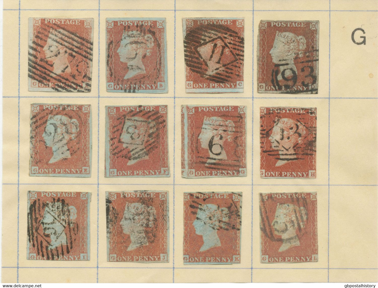 COLLECTION QV 1d red imperforated complete sheet reconstruction of 240 stamps (within ca. 130 four margins copies)