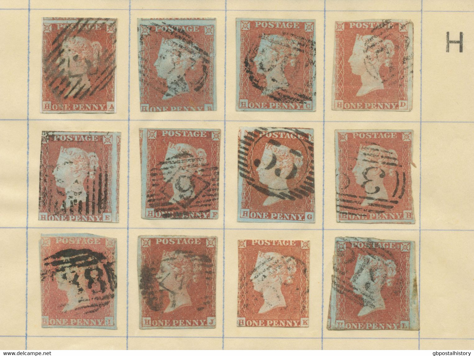 COLLECTION QV 1d red imperforated complete sheet reconstruction of 240 stamps (within ca. 130 four margins copies)