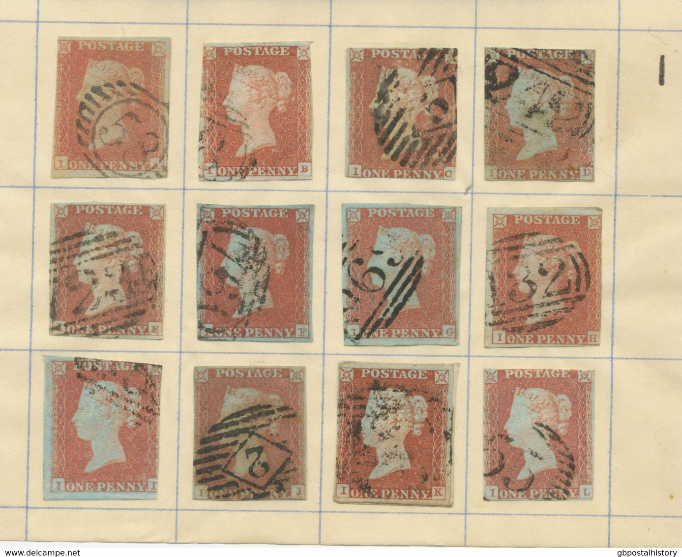 COLLECTION QV 1d red imperforated complete sheet reconstruction of 240 stamps (within ca. 130 four margins copies)