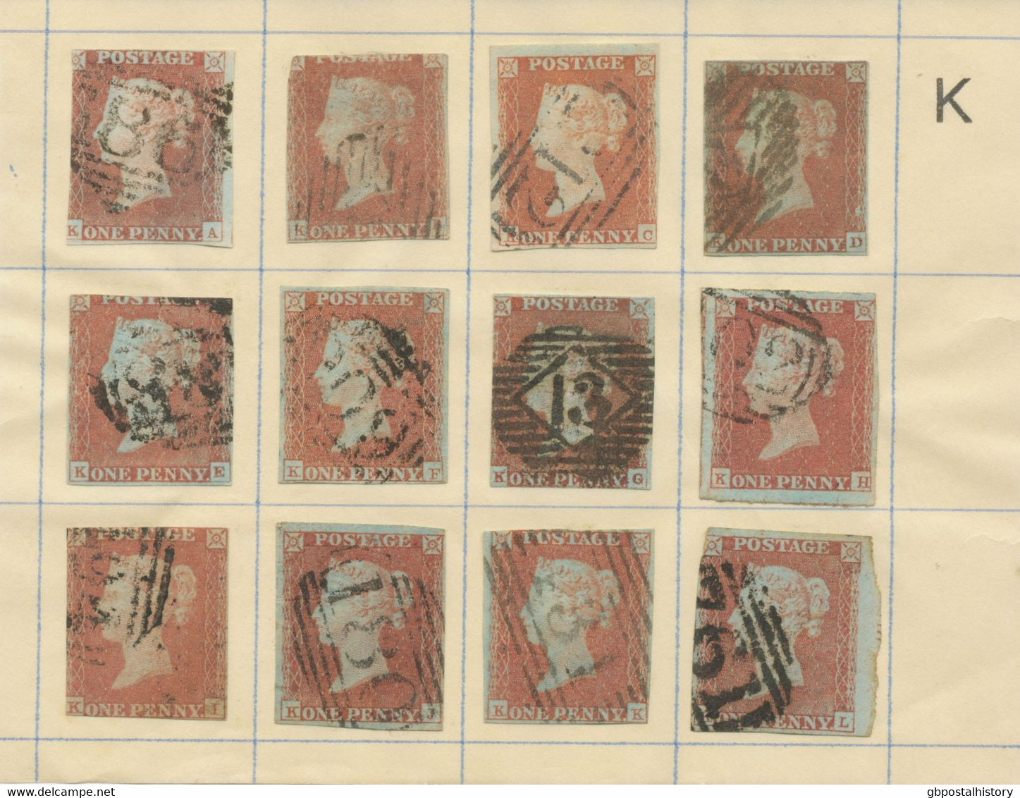 COLLECTION QV 1d red imperforated complete sheet reconstruction of 240 stamps (within ca. 130 four margins copies)