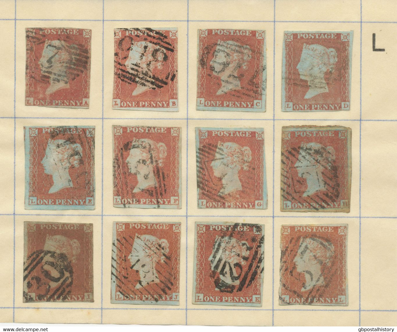 COLLECTION QV 1d red imperforated complete sheet reconstruction of 240 stamps (within ca. 130 four margins copies)