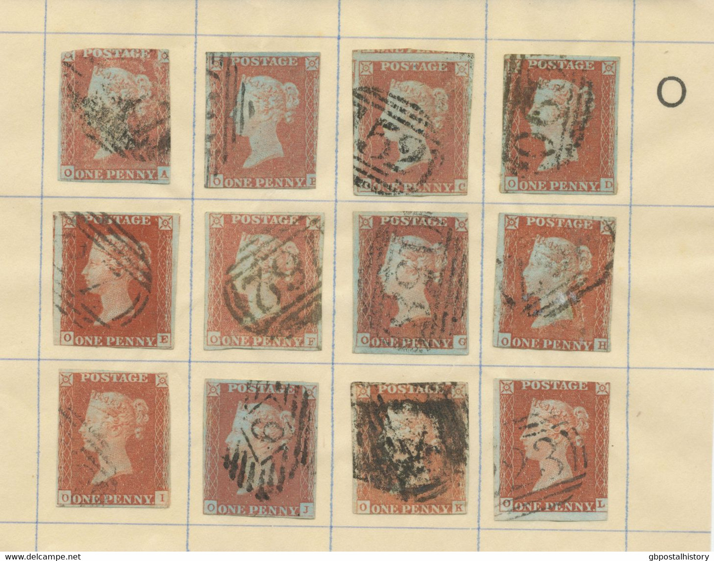 COLLECTION QV 1d red imperforated complete sheet reconstruction of 240 stamps (within ca. 130 four margins copies)
