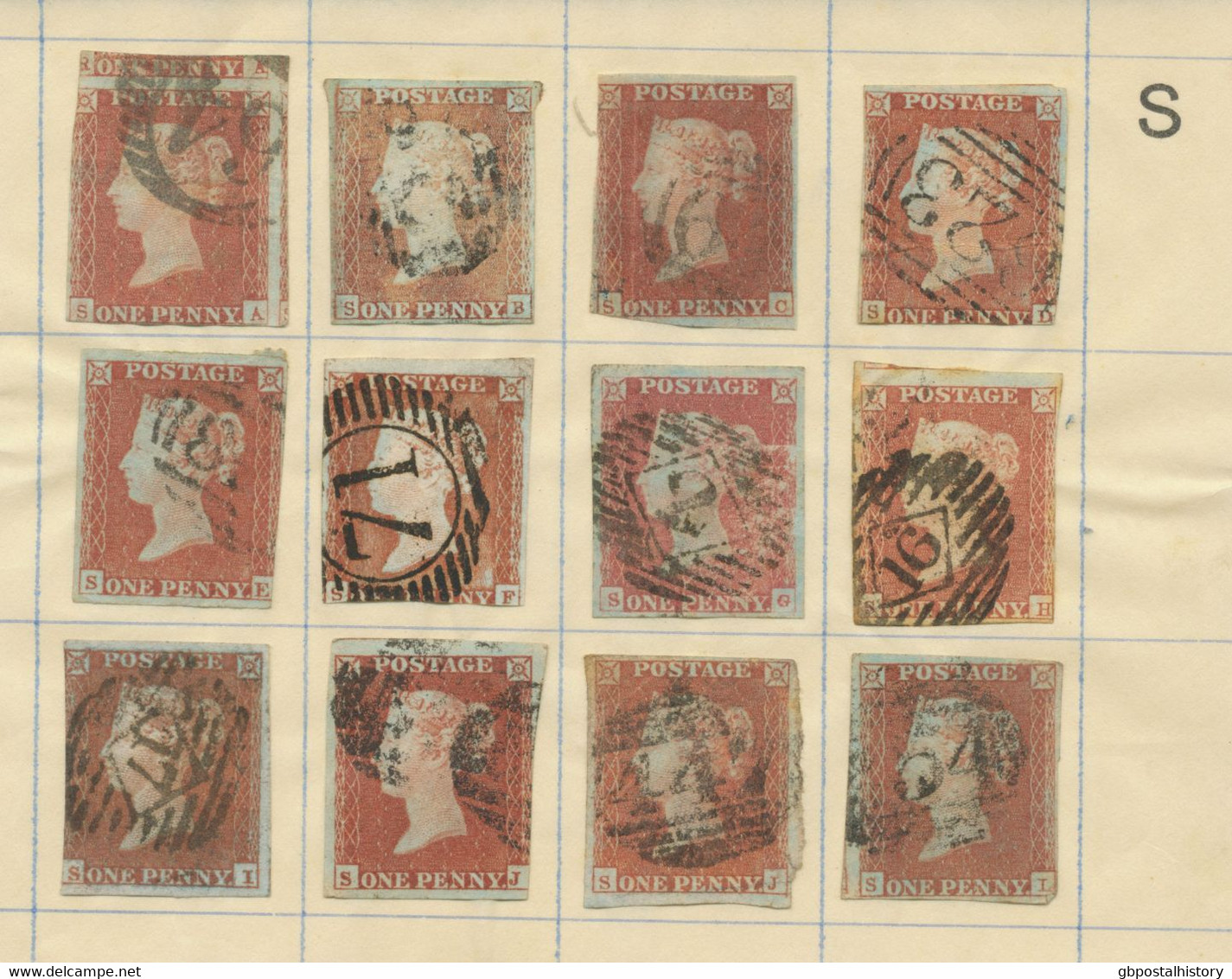 COLLECTION QV 1d red imperforated complete sheet reconstruction of 240 stamps (within ca. 130 four margins copies)