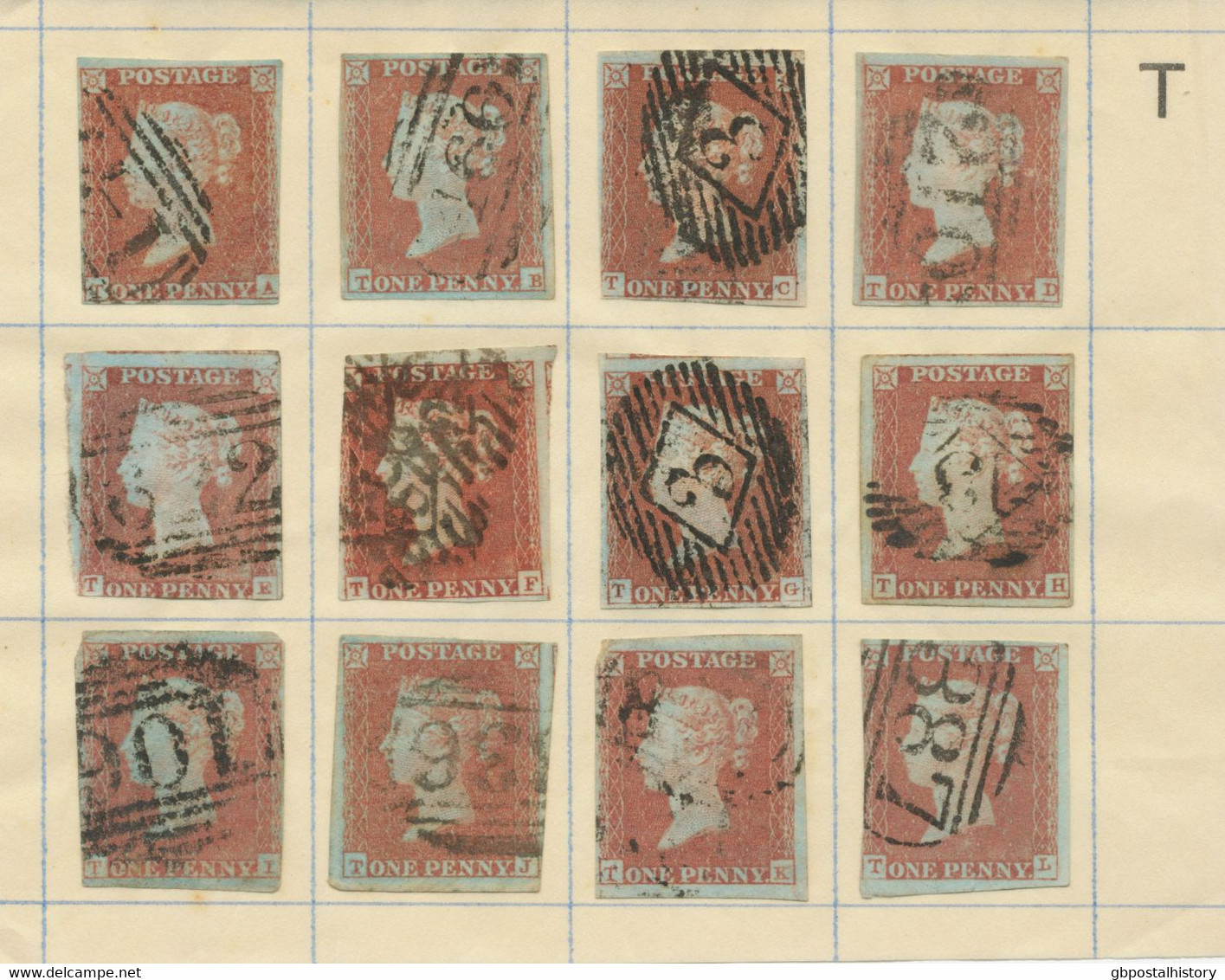 COLLECTION QV 1d red imperforated complete sheet reconstruction of 240 stamps (within ca. 130 four margins copies)