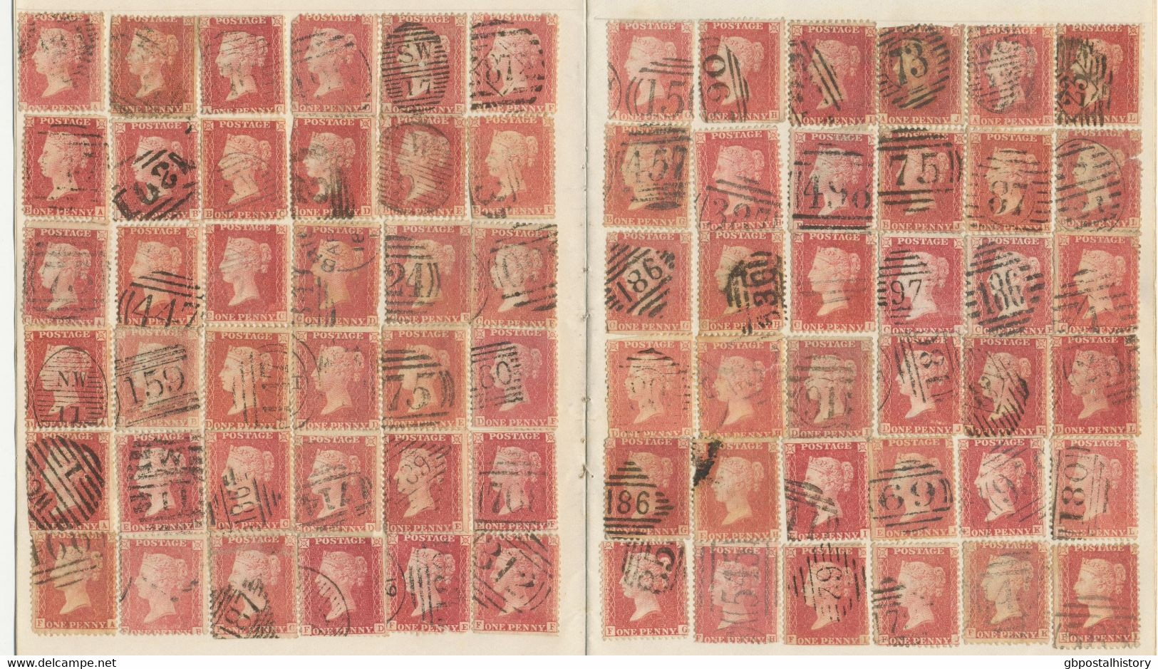 GB COLLECTION GB 1857 QV LE 1d Stars Complete Reconstruction AA To TL. Appear To Be Almost All White Paper, Perf.14 - Used Stamps