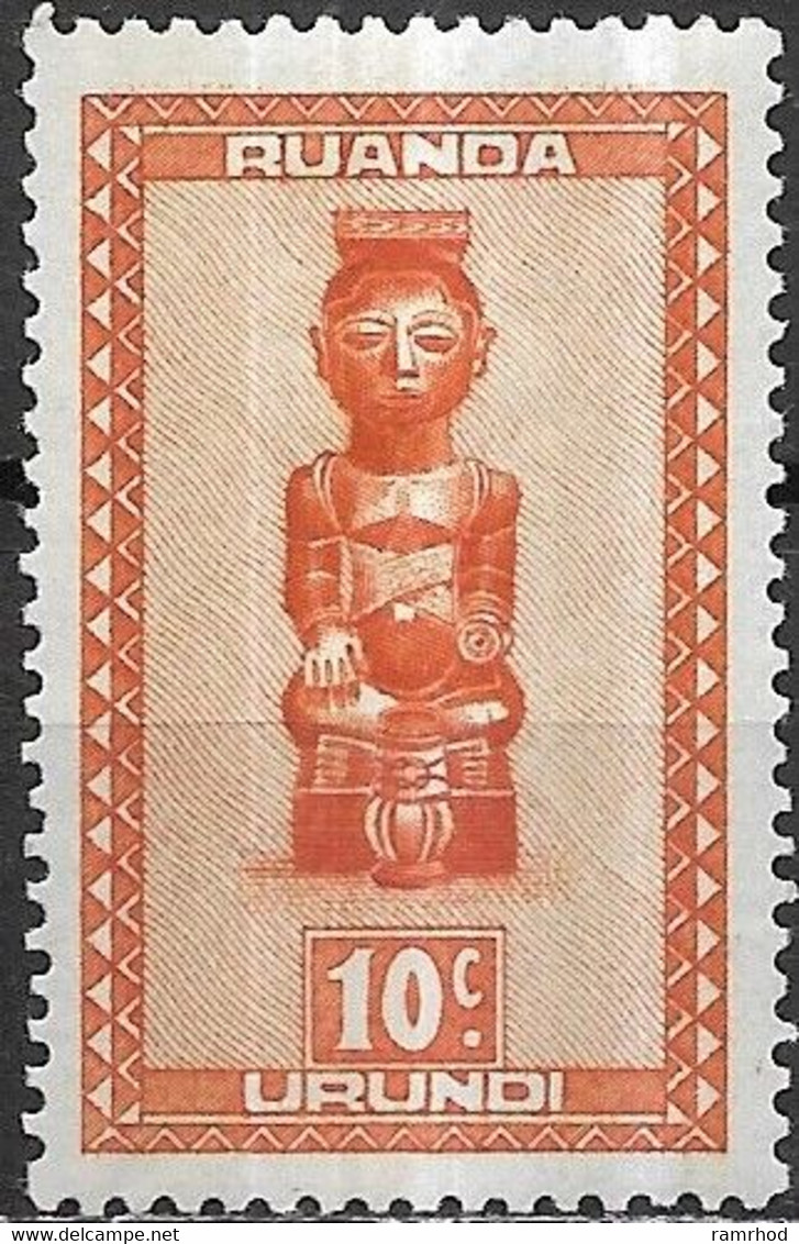 RUANDA URUNDI 1948 Native Carvings - 10c - Seated Figure MH - Ungebraucht