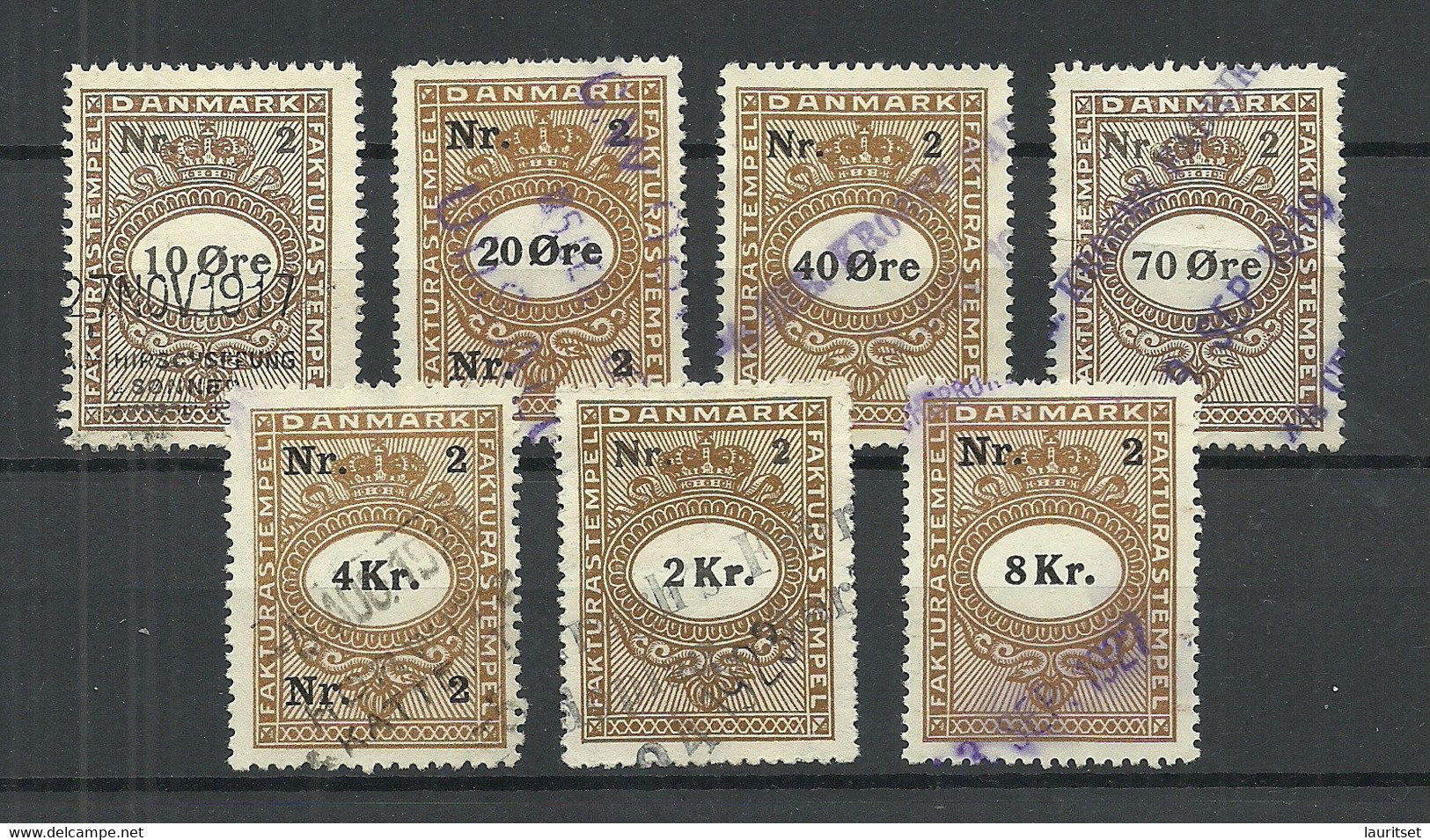 DENMARK Dänemark Lot Old Documentary Stamps Tax Revenue Stempelmarken O - Fiscali