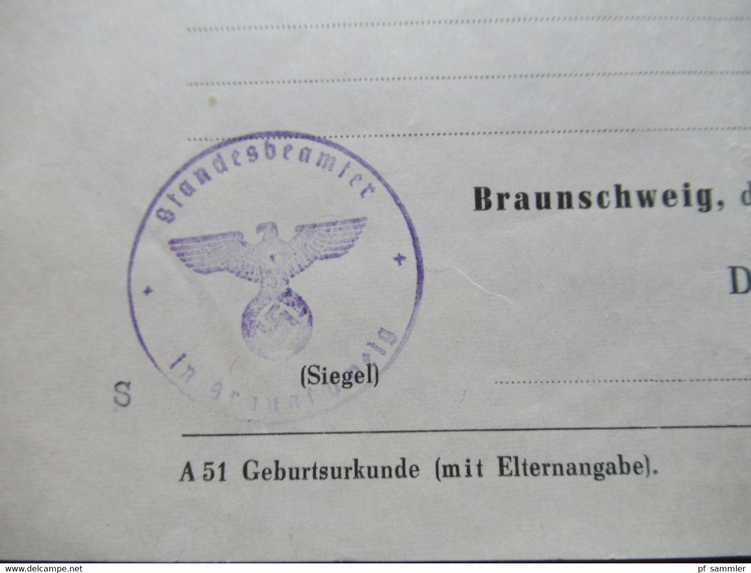 3.Reich Dokument 1943 Geburtsurkunde Der Standesbeamte In Schleusingen Mit Dienststempel - Historical Documents