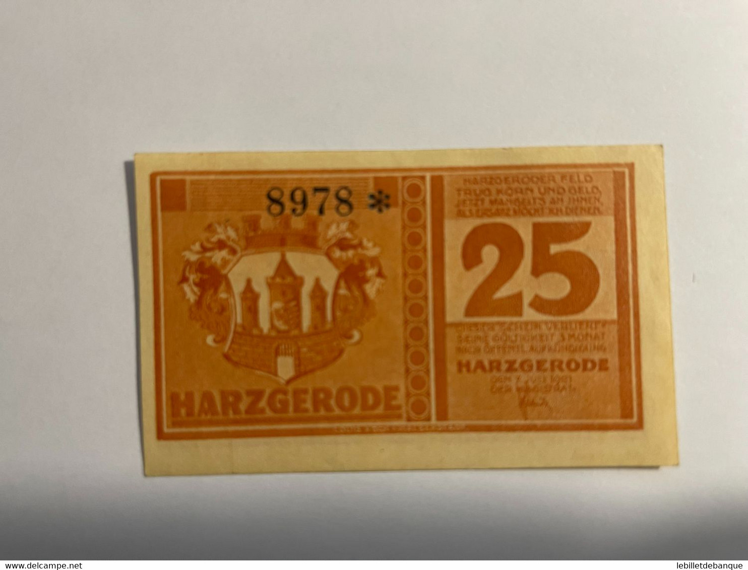 Allemagne Notgeld Harzgerode 25 Pfennig - Sammlungen