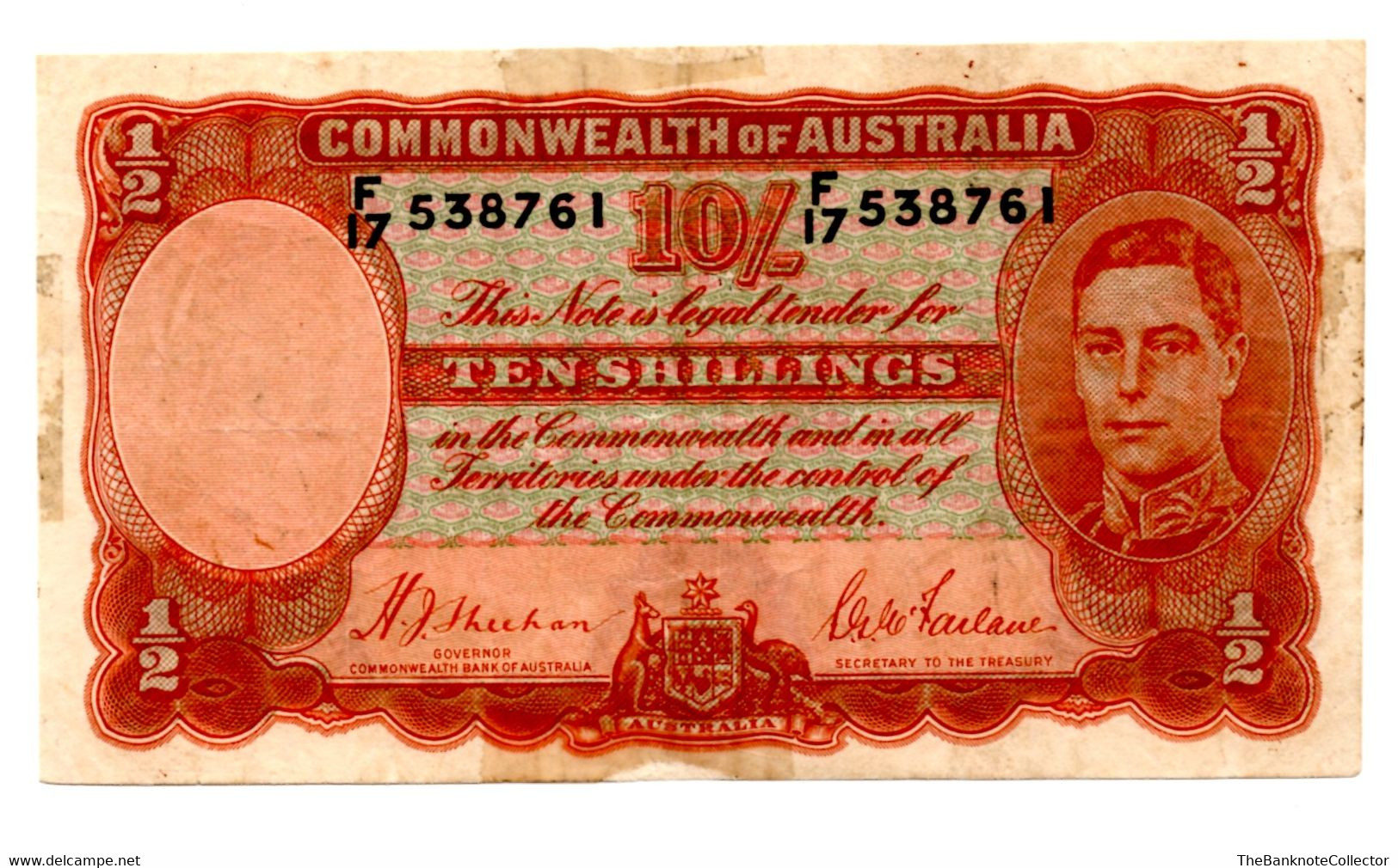 Australia 10 Shillings ND 1939 Sheehan & McFarlene Signa * Scarce* P-25 King George VI - 1933-39