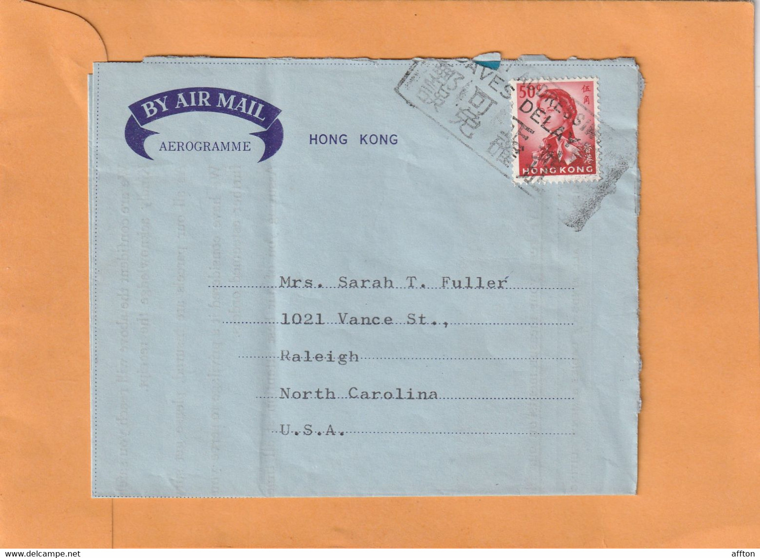 Hong Kong Aerogramme Mailed - Lettres & Documents