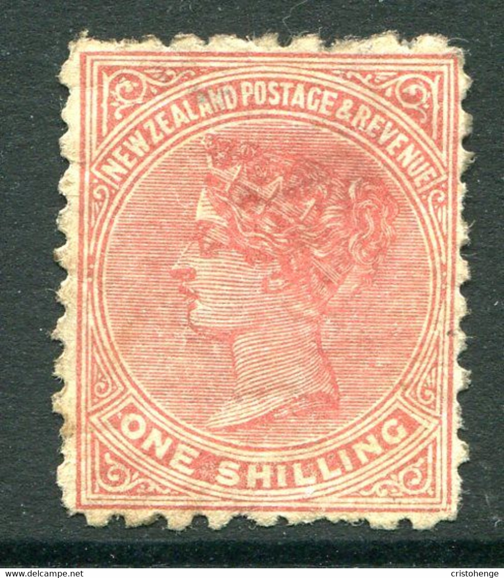 New Zealand 1882-1900 Second Sideface - P.10 X 11 - 1/- Red-brown HM (SG 235) - Toning - Nuevos