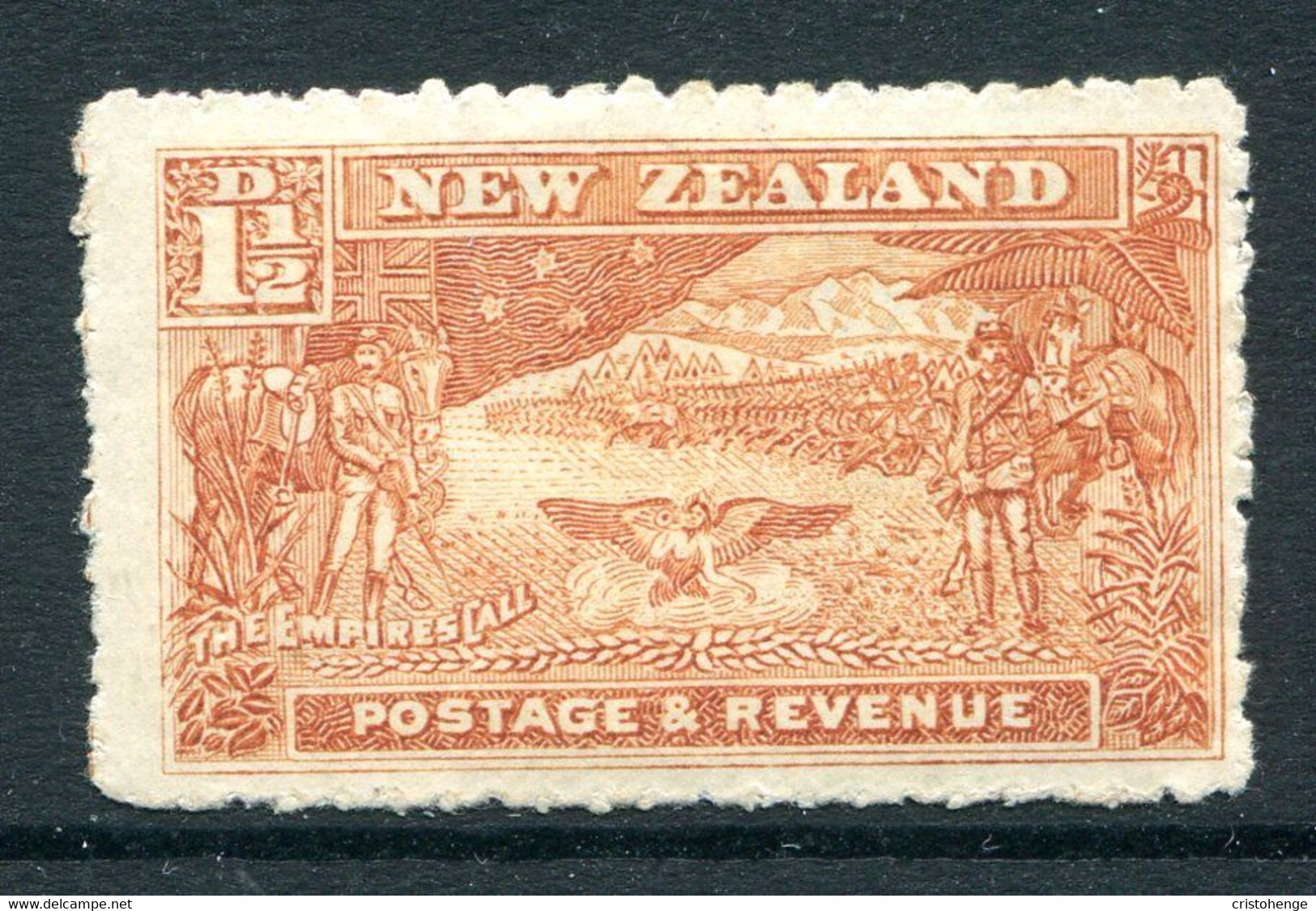 New Zealand 1900 Pictorials - Thick, Pirie Paper - P.11 - 1½d Boer War - Brown - HM (SG 275a) - Nuevos