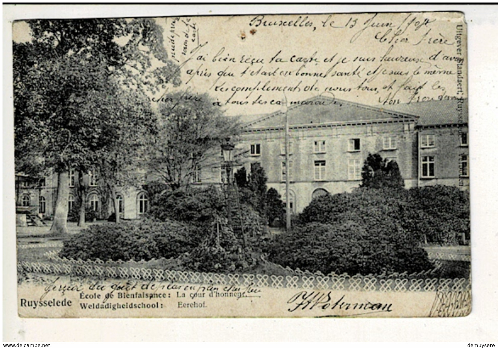 59801 -D6- RUYSSELEDE ECOLE DE BIENFAISANCE LA COUR D'HONNEUR - WELDADIGHEIDSCHOOL EREHOF - Ruiselede