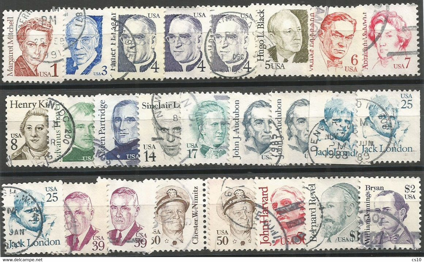 USA 1985/86 Distinguished American Issues Cpl 18+7v Set Including Block Perforations + Nuances - VFU Condition - Volledige Jaargang