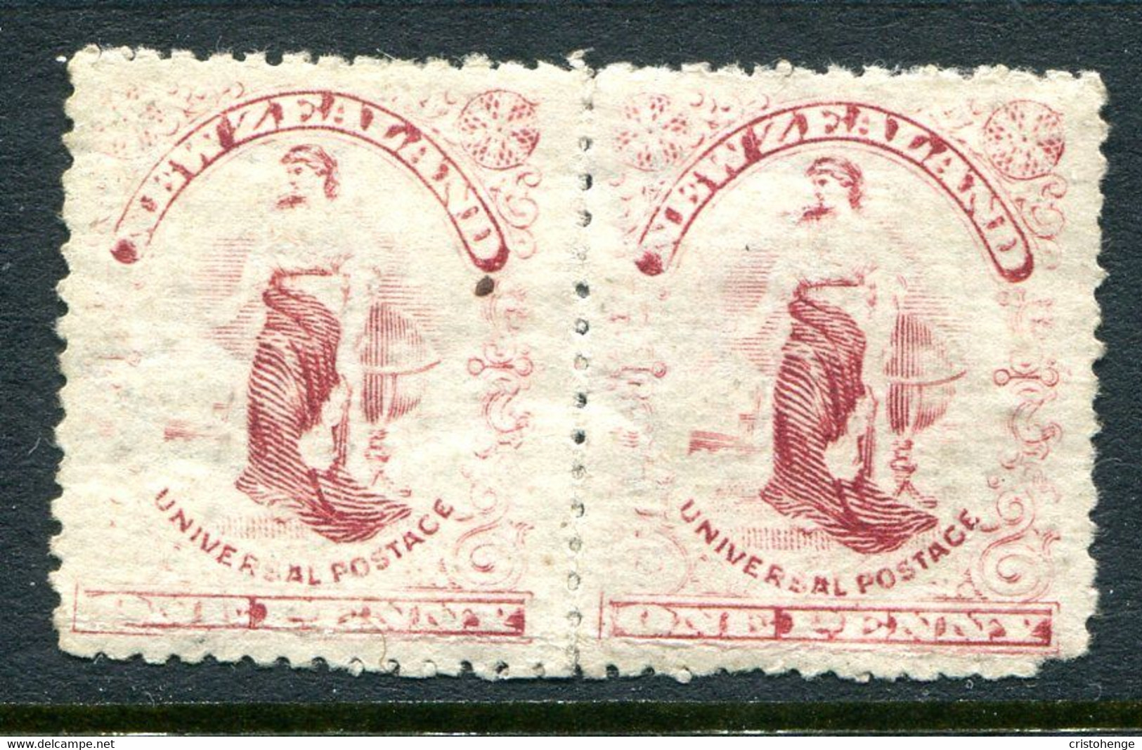 New Zealand 1906 Universal - Royle Plates - Cowan Paper - P.14 - 1d Rose-carmine Pair HM (SG 356) - Unused Stamps