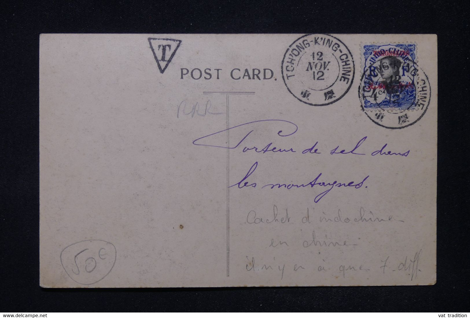 TCH'ONG K'ING - Affranchissement De Tch'ong K'Ing Sur Carte Postale En 1912, Voir Annotations - L 116591 - Brieven En Documenten