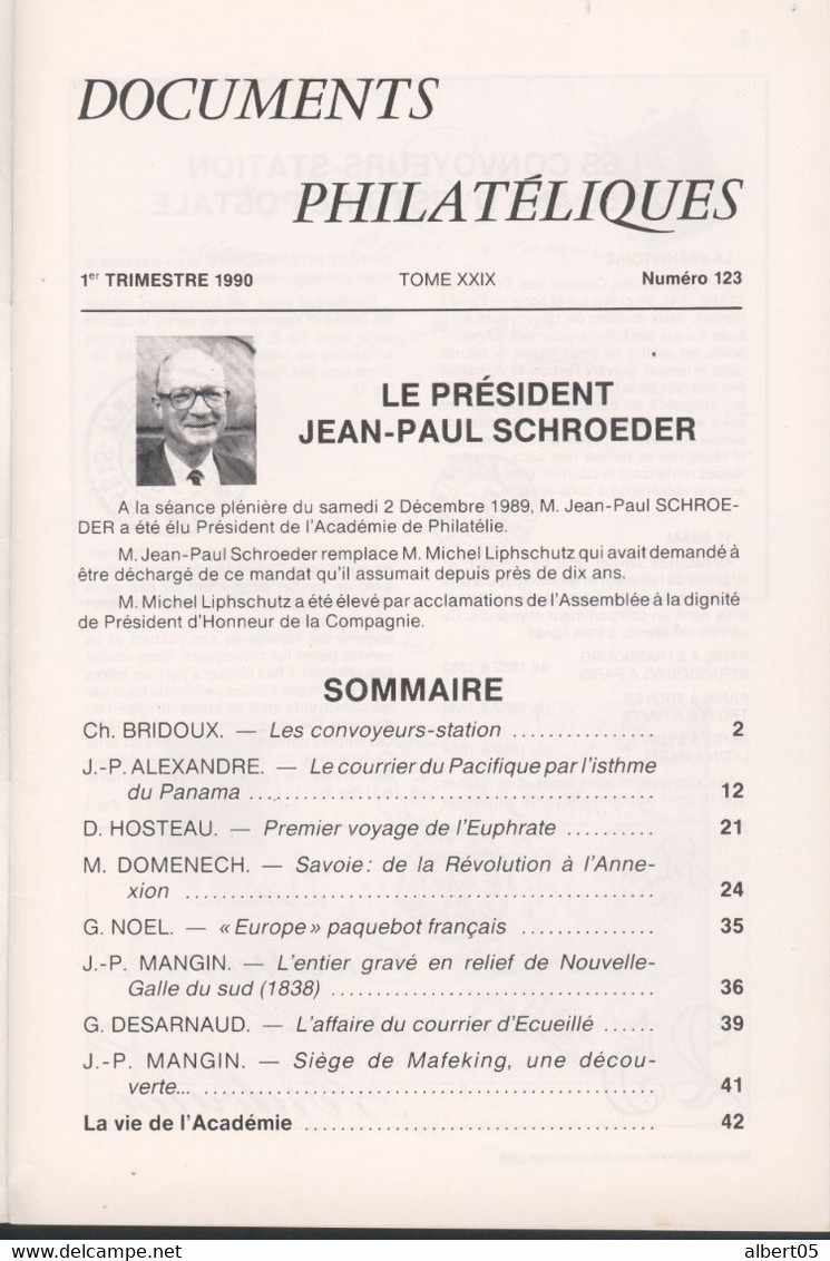 Revue  De L' Académie De Philatélie - Documents Philatéliques N° 123 -1er Trimestre 1990 - Avec Sommaire - Philately And Postal History