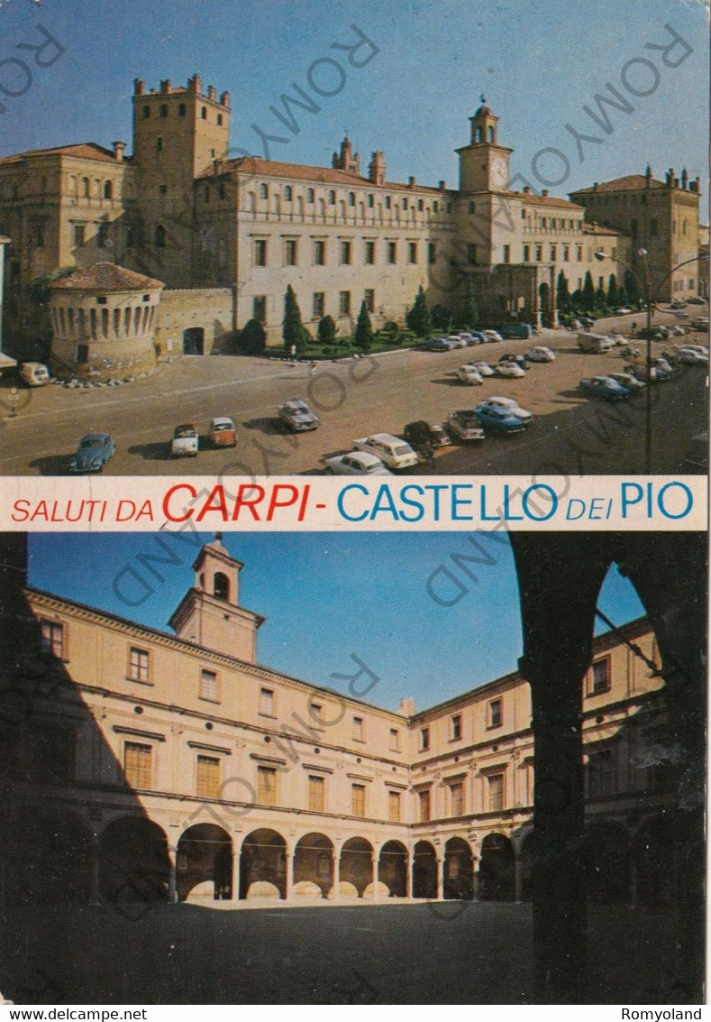 CARTOLINA  CARPI,EMILIA ROMAGNA,SALUTI,CASTELLO DEI PIO,STORIA,CULTURA,RELIGIONE,MEMORIA,BELLA ITALIA,VIAGGIATA - Carpi