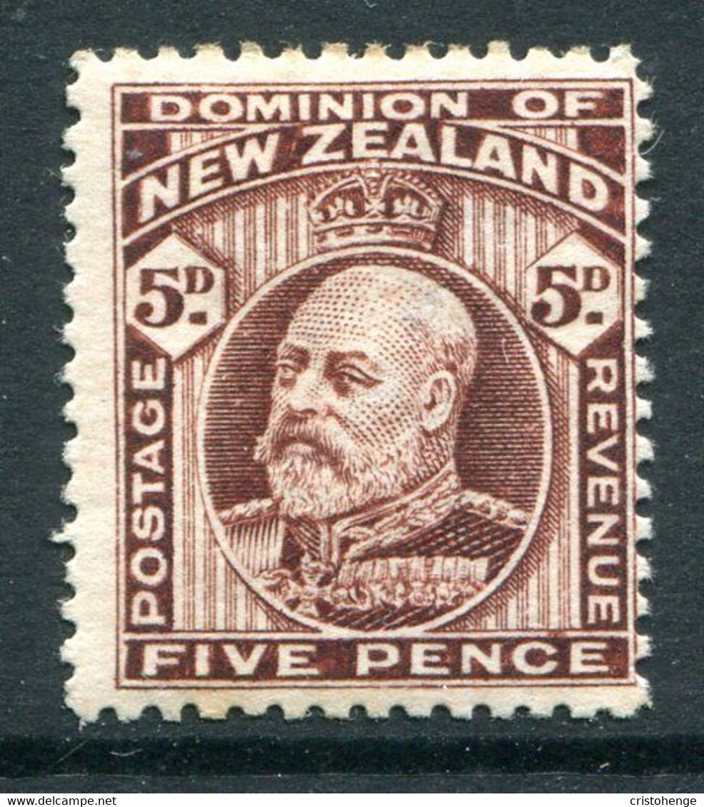 New Zealand 1909-16 King Edward VII - P.14 X 14½ - 5d Brown HM (SG 391) - Tone On Reverse - Unused Stamps
