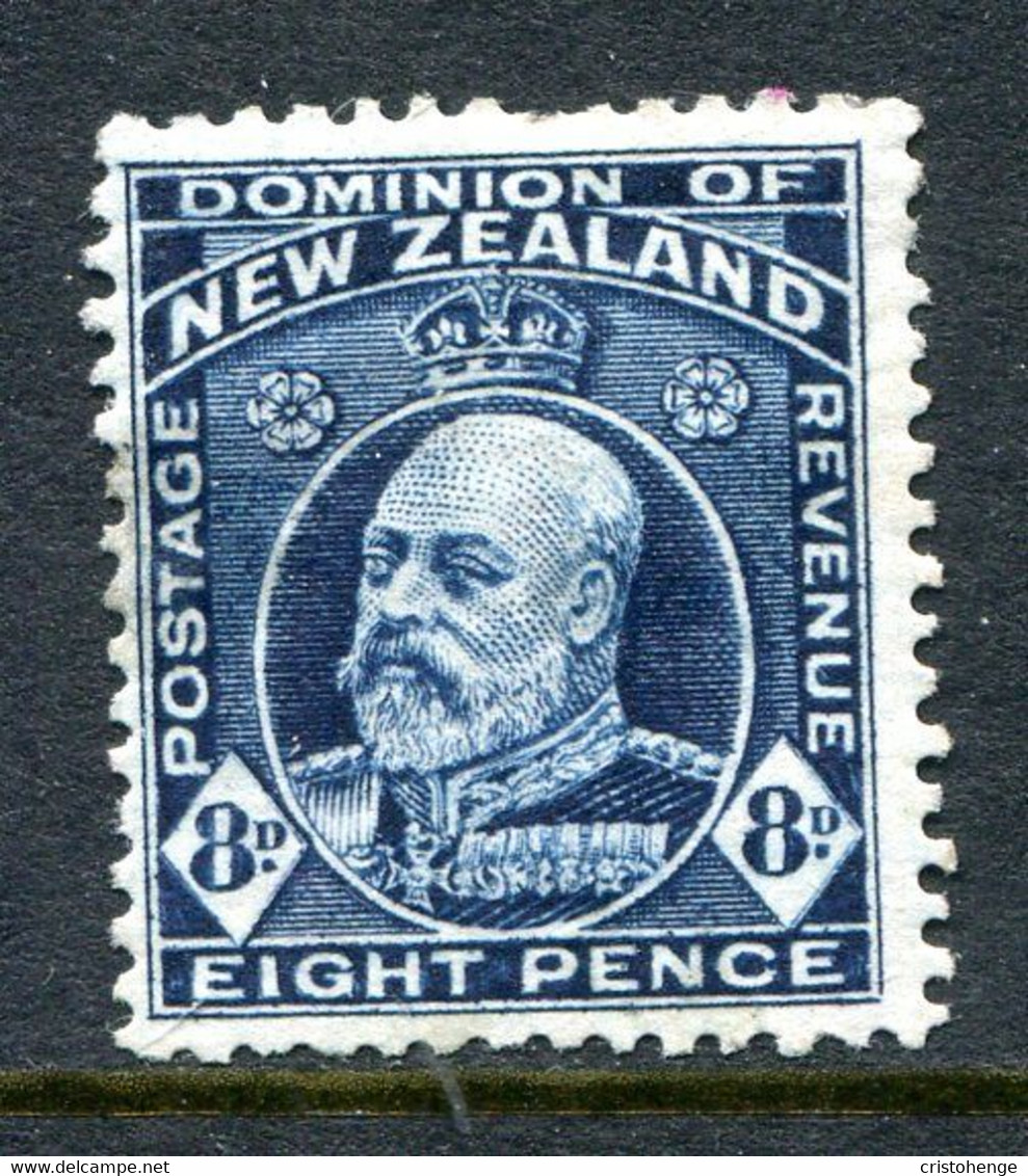 New Zealand 1909-16 King Edward VII - P.14 X 14½ - 8d Indigo-blue HM (SG 393) - Nuevos