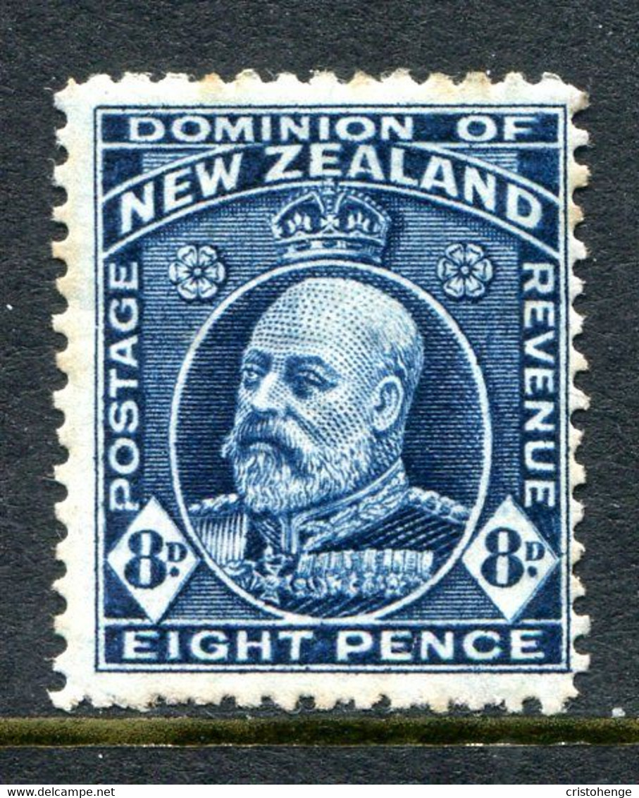 New Zealand 1909-16 King Edward VII - P.14 - 8d Indigo-blue HM (SG 400) - Unused Stamps