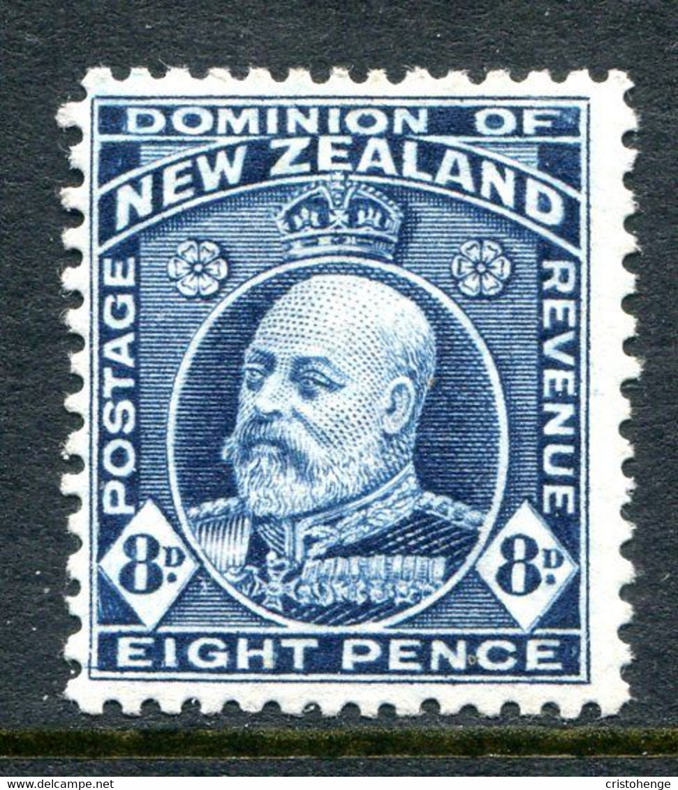 New Zealand 1909-16 King Edward VII - P.14 - 8d Indigo-blue HM (SG 400) - Nuevos