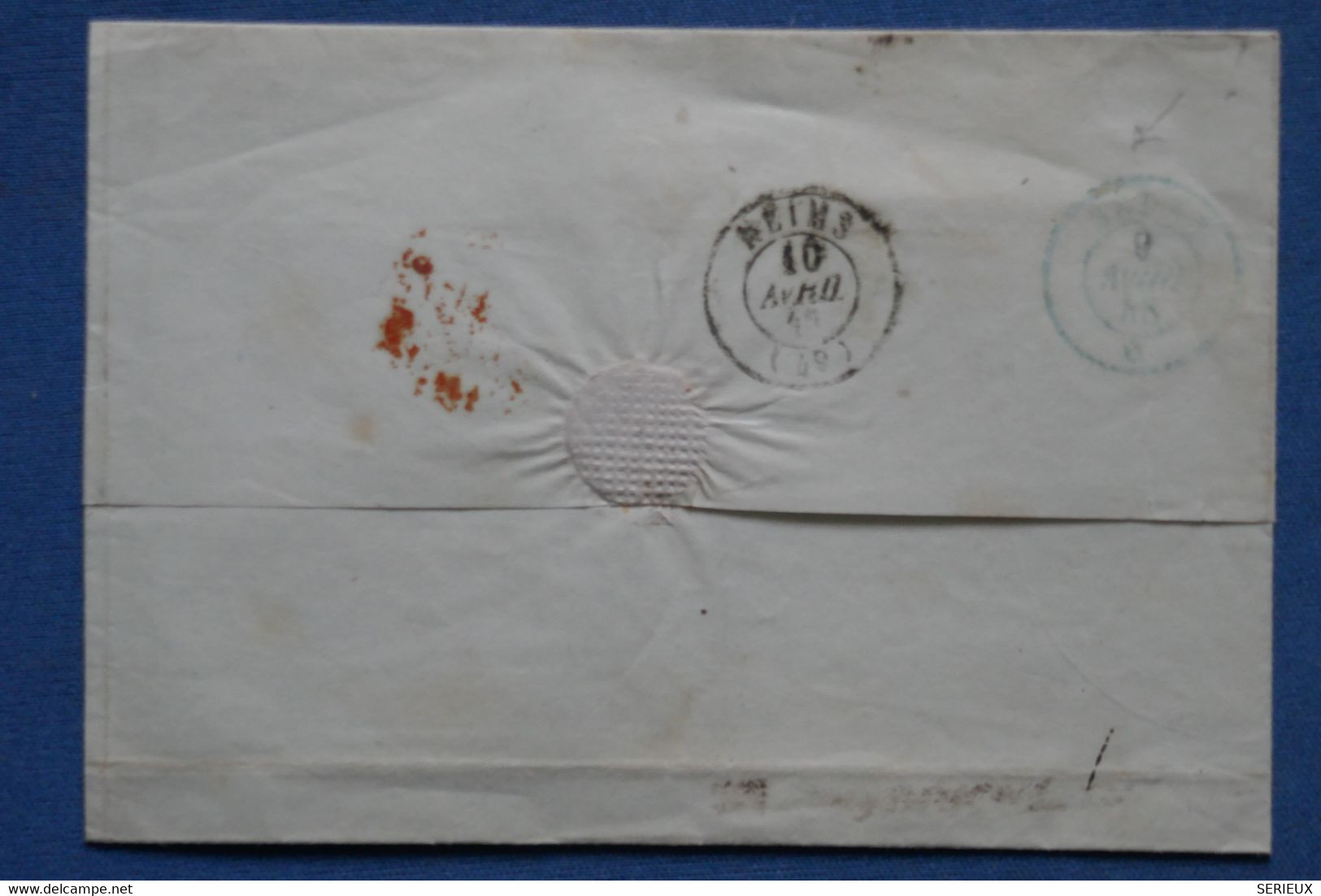 AR10 PORTUGAL    BELLE LETTRE  RARE 1848 LISBOA  POUR REIMS CHAMPAGNE FRANCE  + ++ AFFRANCH . INTERESSANT - Postmark Collection