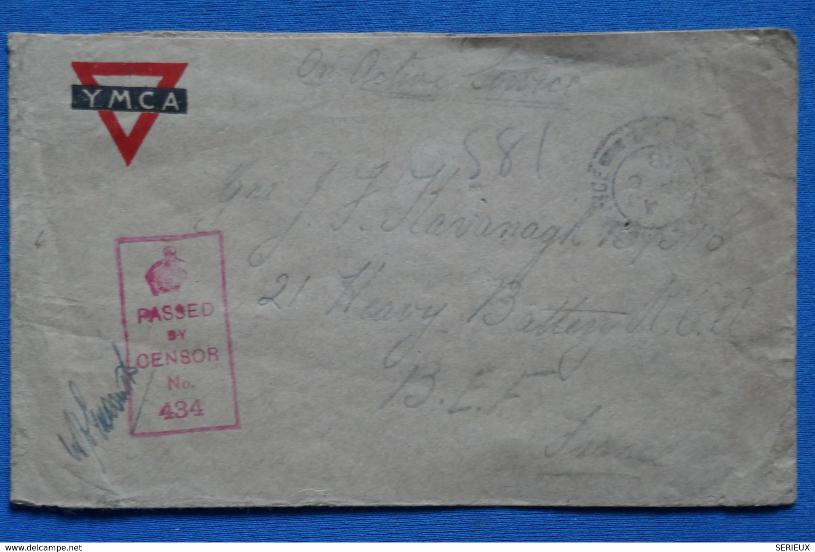 AR10 GREAT BRITAIN   BELLE LETTRE CENSUREE 1918ON ACTIVE SERVICE POUR LA FRANCE + AFFR . INTERESSANT - Other & Unclassified