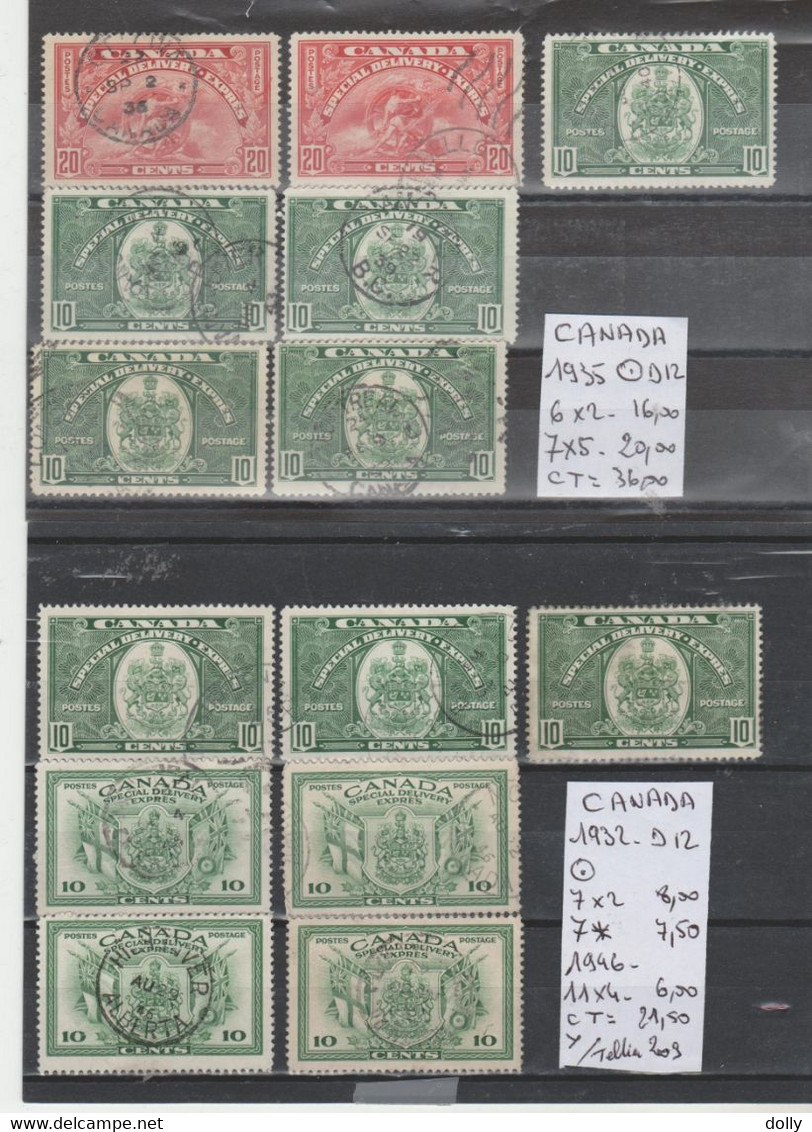 TIMBRE DU CANADA  1875-88 -1906-45 OBLITEREES Nr VOIR SUR PAPIER AVEC TIMBRES COTE 326.80  € - Impuestos