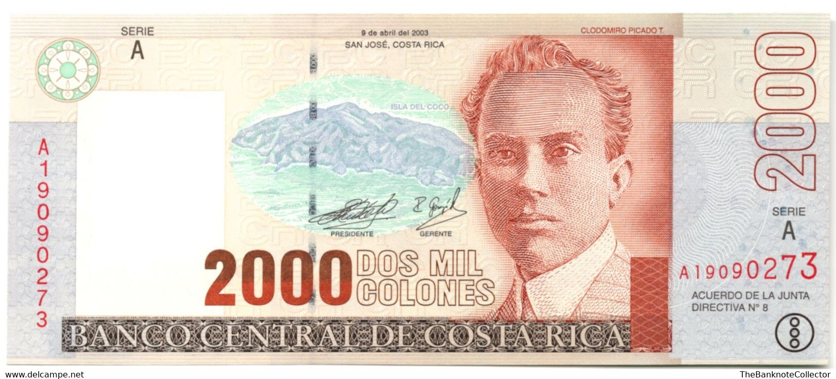 Costa Rica 2000 Mil 2003 Series A P-265 Beautiful Brilliant UNC - Costa Rica