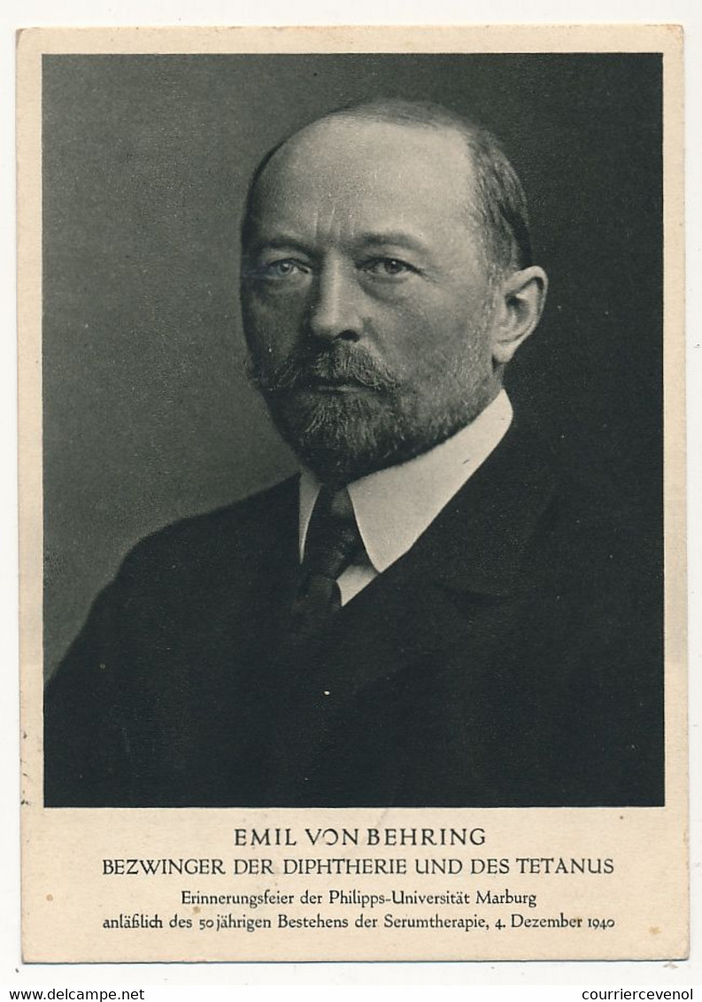 CPSM - ALLEMAGNE - Emil Von Behring, Bezwinger Des Diphtherie Und Des Tetanus - Timbre Et Obl Concordante Verso 1940 - Salud
