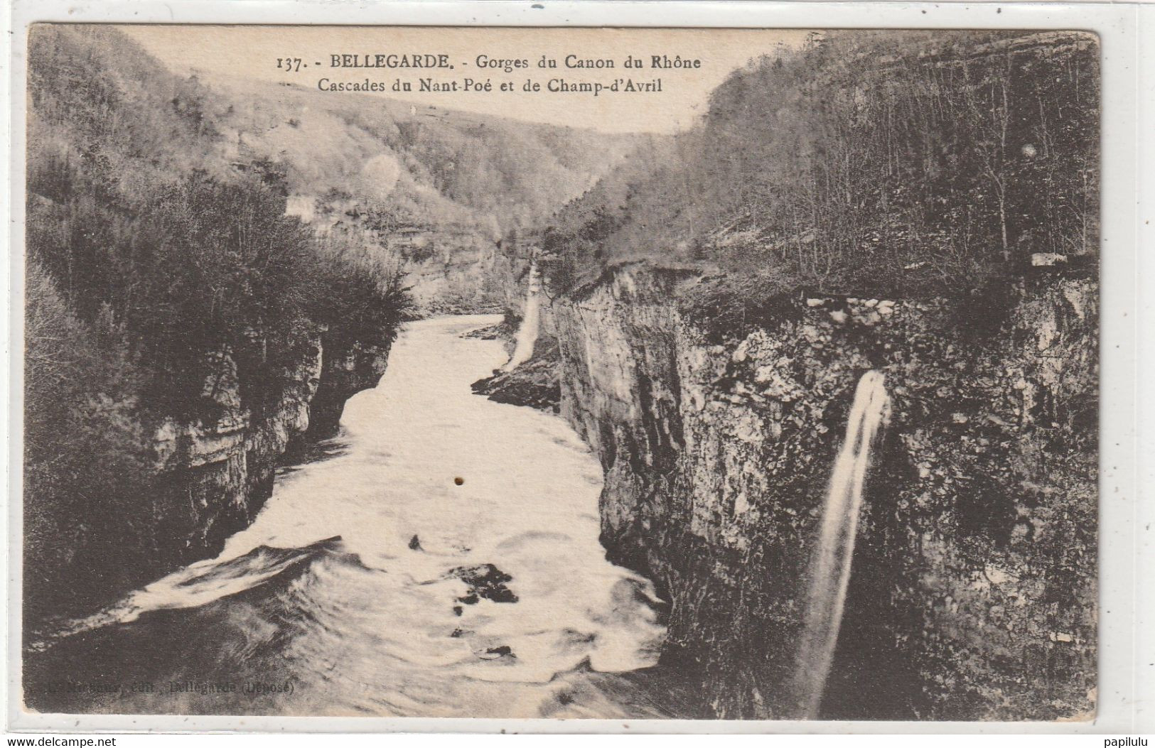 DEPT 01 : édit. L Michaux N° 137 : Bellegarde Gorges Du Canon Du Rhône , Cascade Du Nant Poé Et De Champ-d'Avril - Bellegarde-sur-Valserine