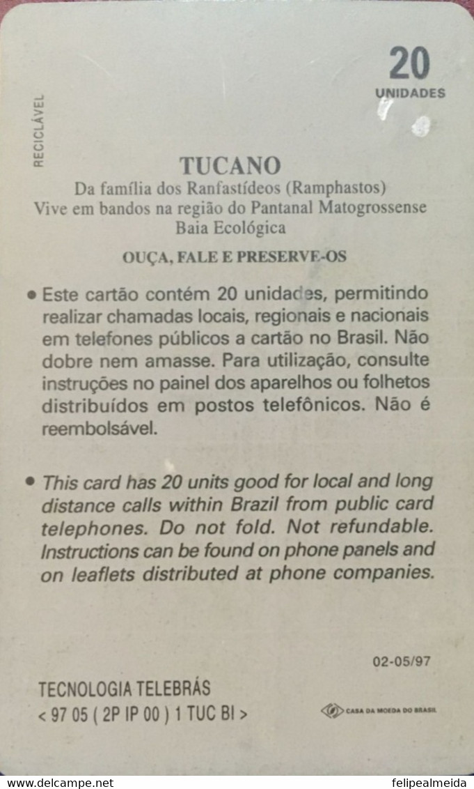 Phone Card Manufactured By Telebras In The Early 1990s - Series Stylized In The Pantanal, Depicts A Public Telephone - Telefone