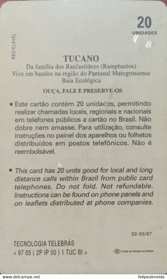 Phone Card Manufactured By Telebras In The Early 1990s - Series Stylized In The Pantanal, Depicts A Public Telephone - Téléphones