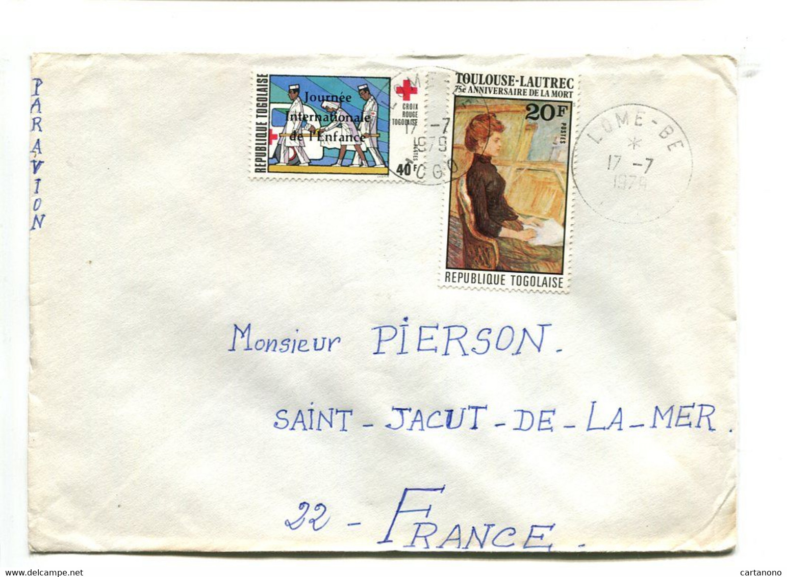 TOGO 1979 - Affranchissement Sur Lettre - Peinture Toulouse Lautrec / Croix Rouge - Impressionismus