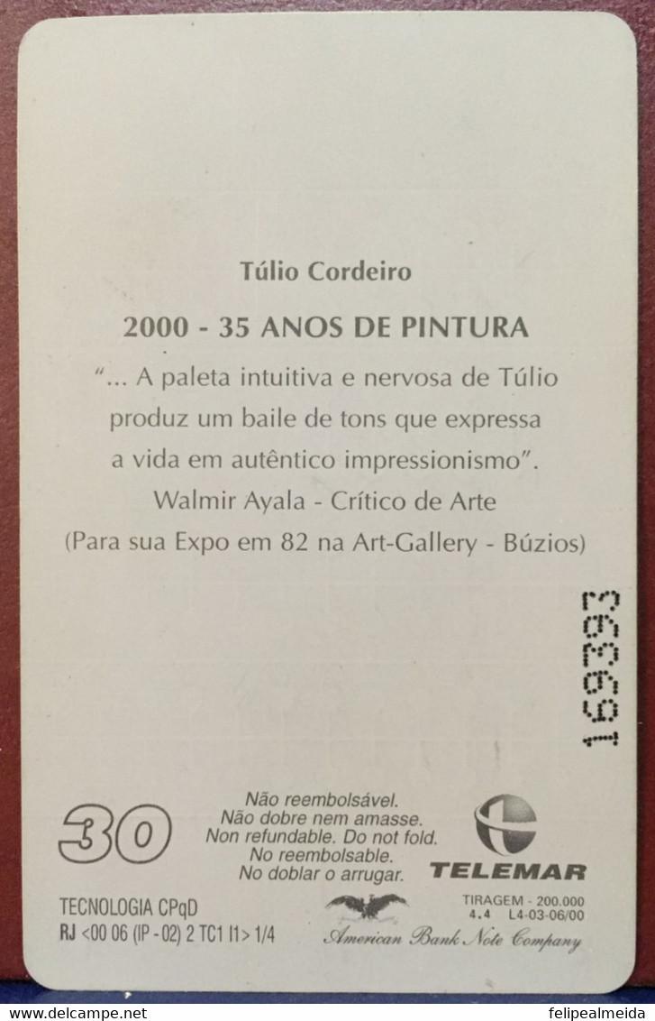 Phone Card Manufactured By Telemar In 2000 - Representation Of The Work Of The Painter Túlio Cordeiro - Musique