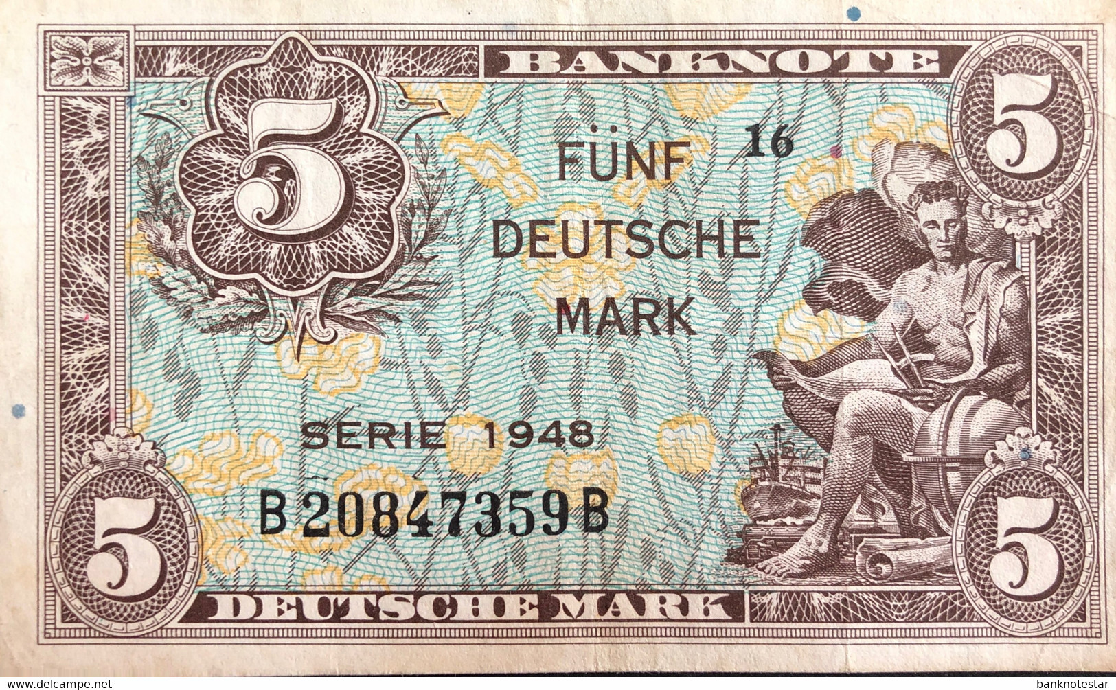 Germany Federal Republic 5 Mark, P-4a/Ro.236/WBZ-4 (1948) - Very Fine + - 5 Mark