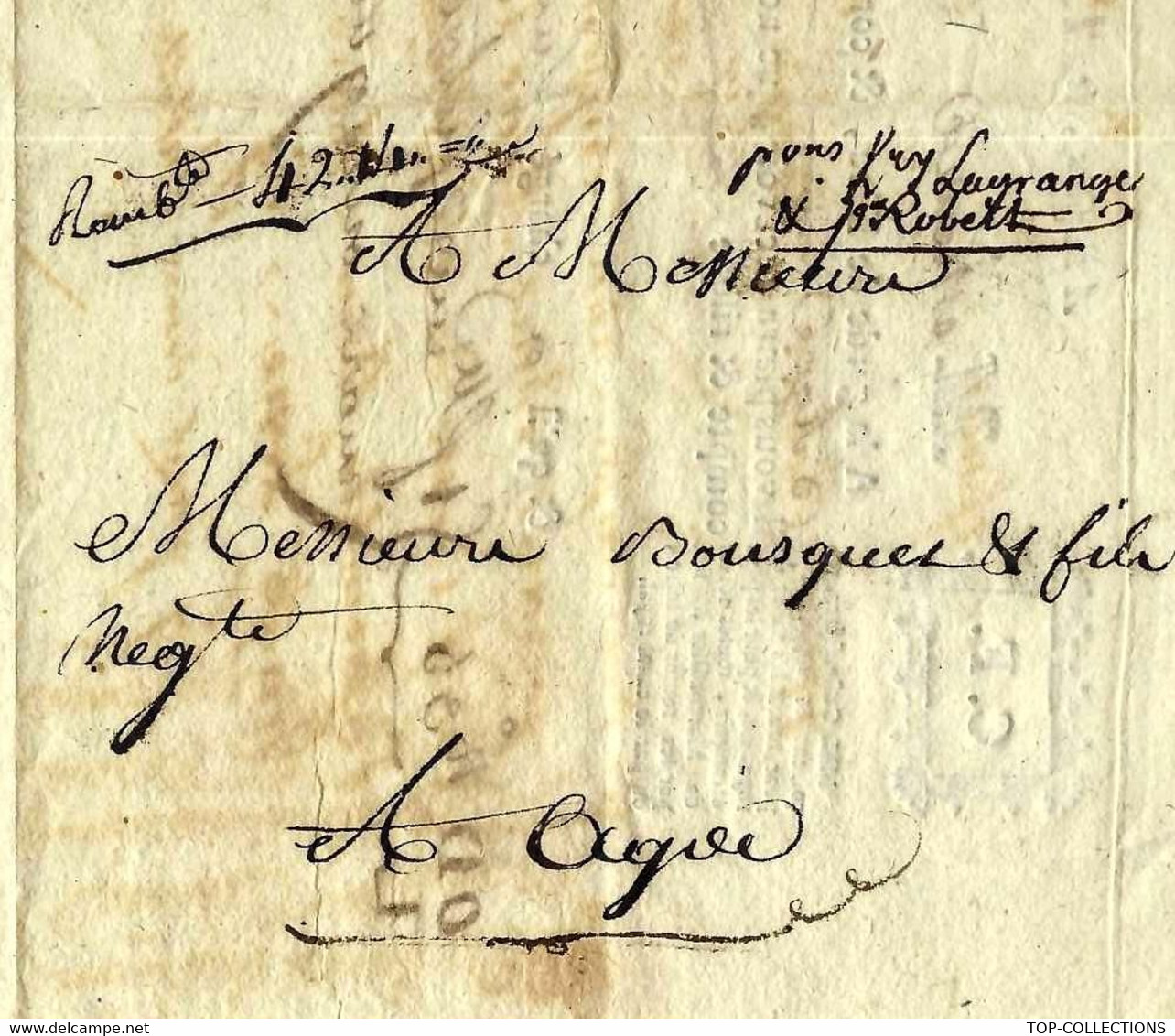A LA GARDE DE DIEU 1790 BEZIERS LETTRE DE VOITURE TRANSPORT FLUVIAL PAR BARQUE Coste Frères Pour Bousquet à Agde - ... - 1799