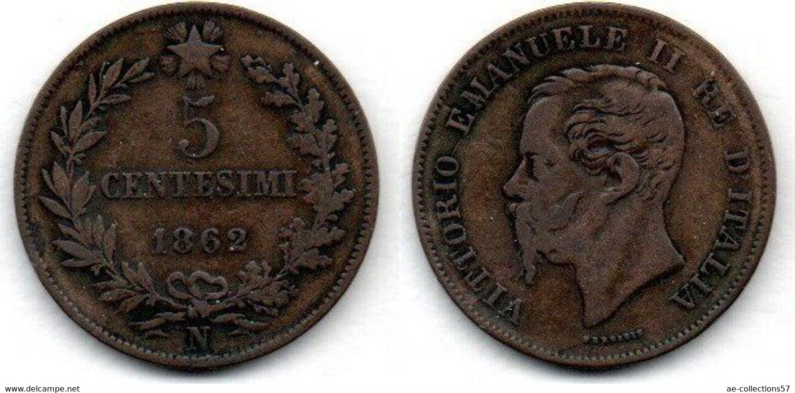 Italie -  5 Centesimi 1862 N TB+ - 1861-1878 : Vittoro Emanuele II