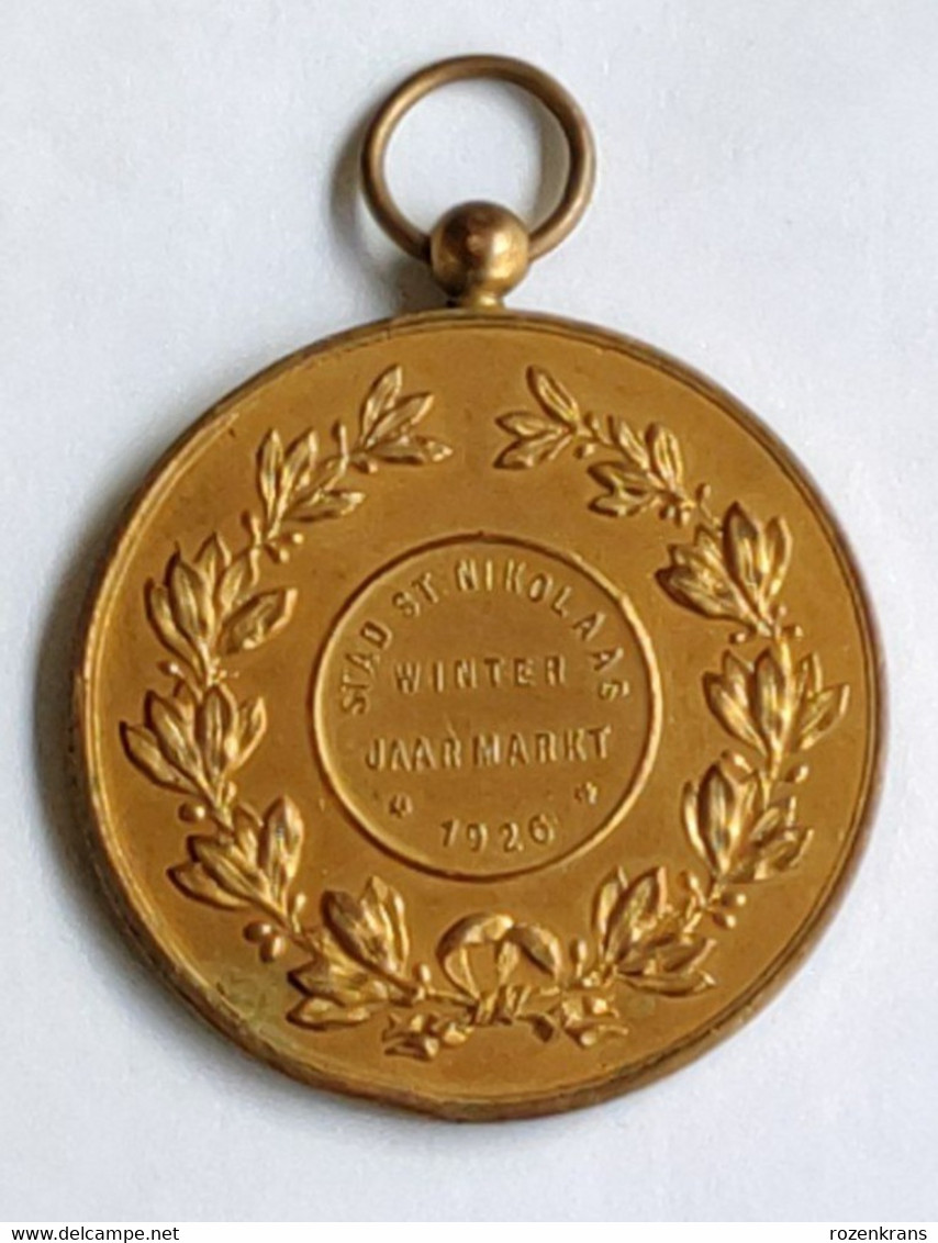 Oude Medaille Ancienne Old Medal Winter Jaarmarkt Sint St Niklaas Nikolaas 1926 Waasland Fraveur Franz Vanleemputten - Andere & Zonder Classificatie