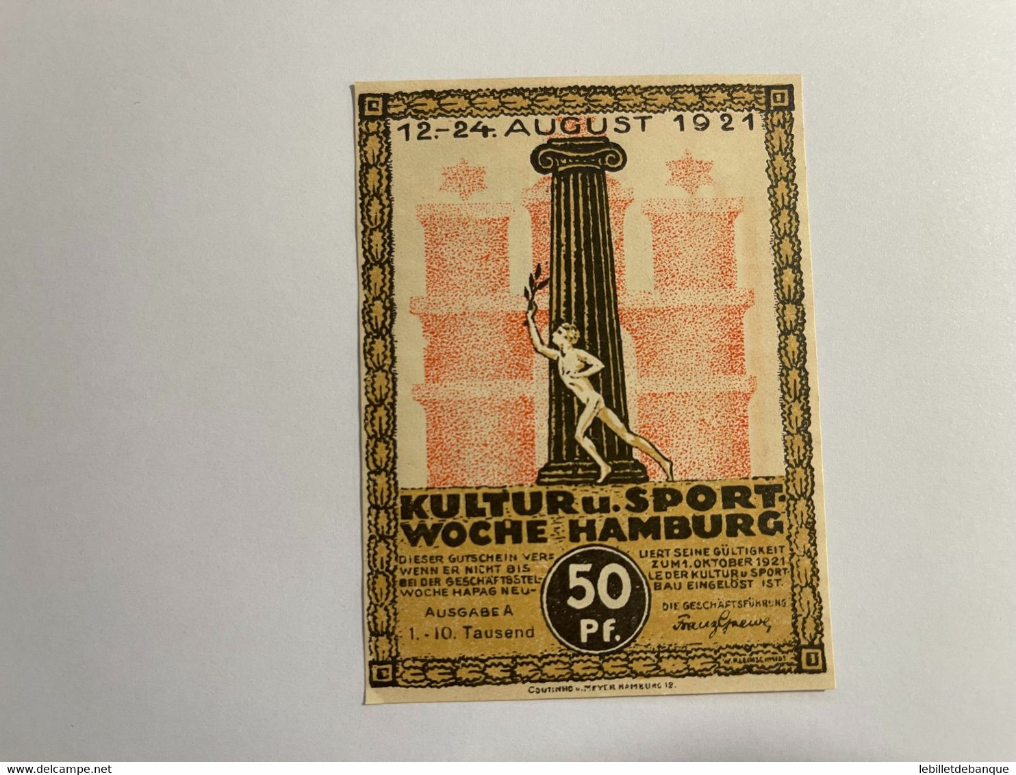 Allemagne Notgeld Hamburg 50 Pfennig - Collections