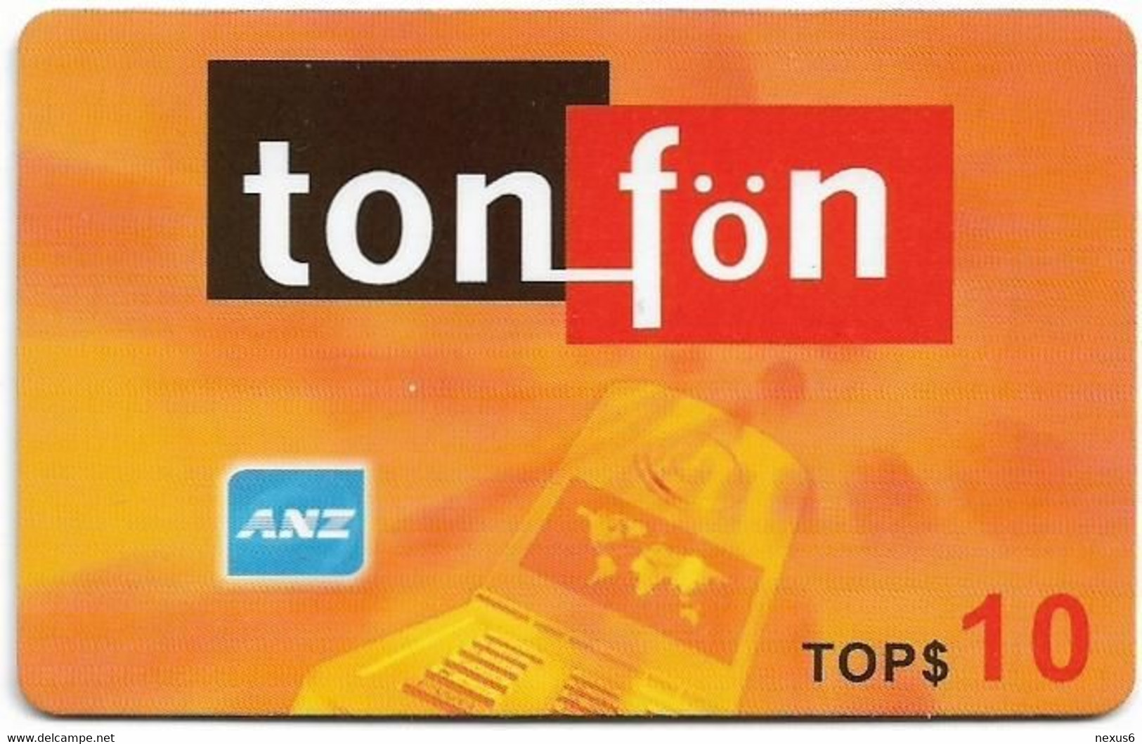 Tonga - TonFon - Whale Orange, Remote Mem. 10T$, Used - Tonga