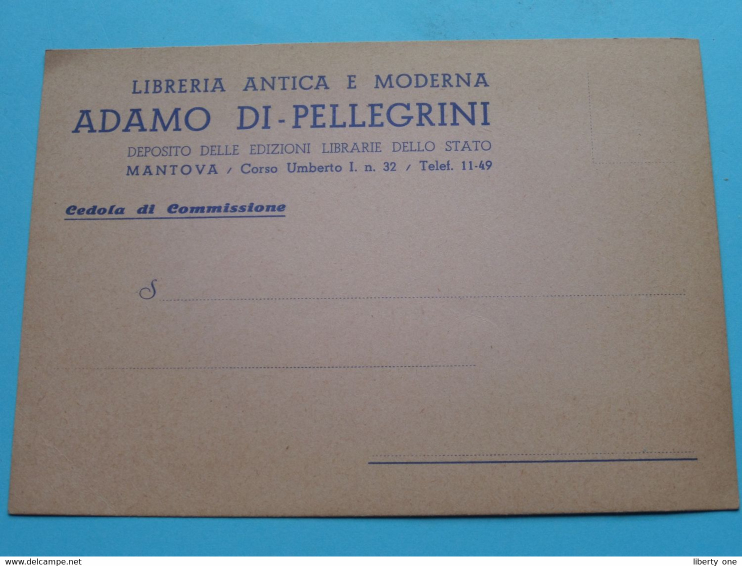 ADAMO DI-PELLEGRINI Libreria Antica E Moderna ( Corso Umberto I N.32 > MANTOVA ) Tel 11-49 ( Voir SCAN ) ! - Visitenkarten