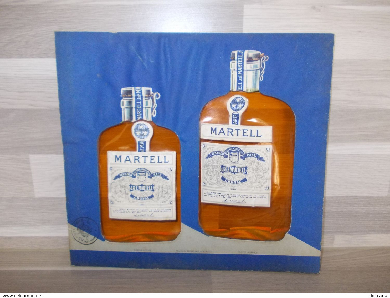 Oude Karton/plastiek Display Plakaat Voor Etalage Martell Art Déco Plankart - Plaques En Carton