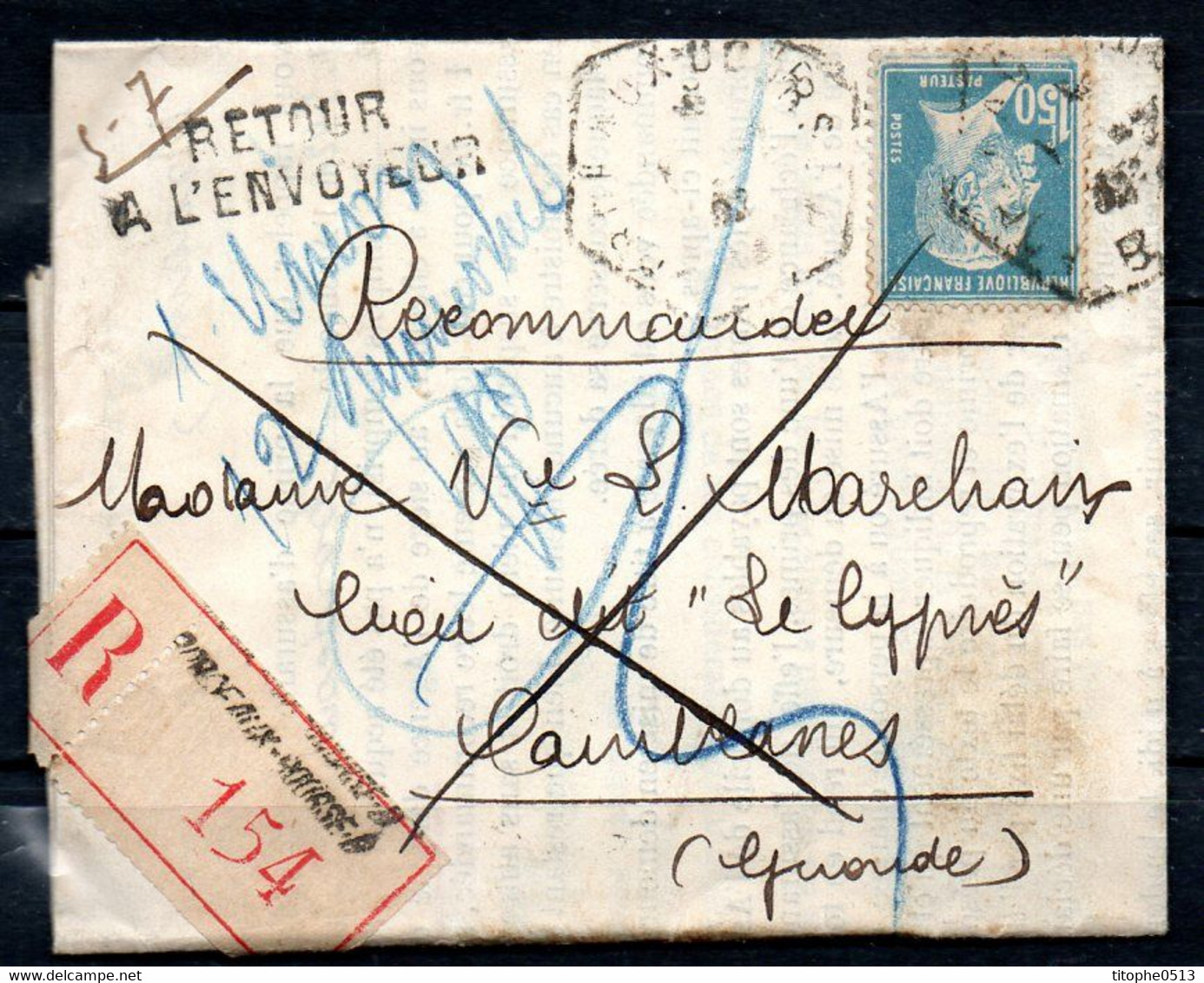 FRANCE. Enveloppe De 1932 Avec Retour à L'envoyeur Car Non Réclamée. - Covers & Documents