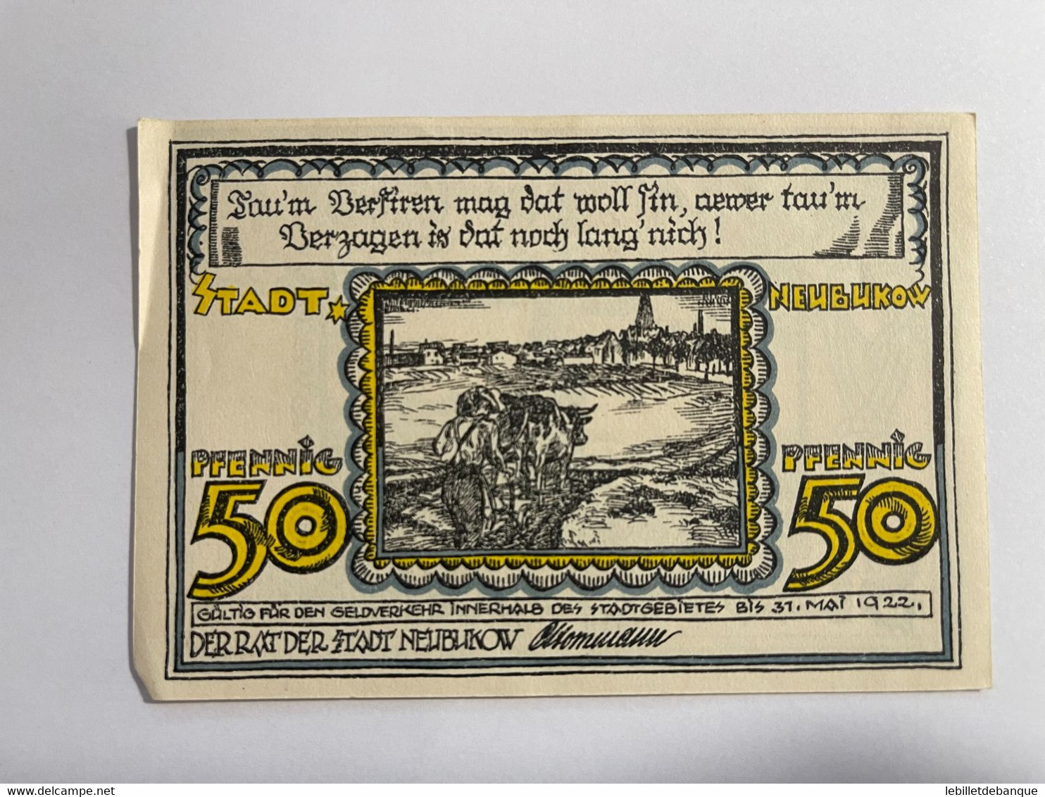 Allemagne Notgeld Neubukow 50 Pfennig - Collections