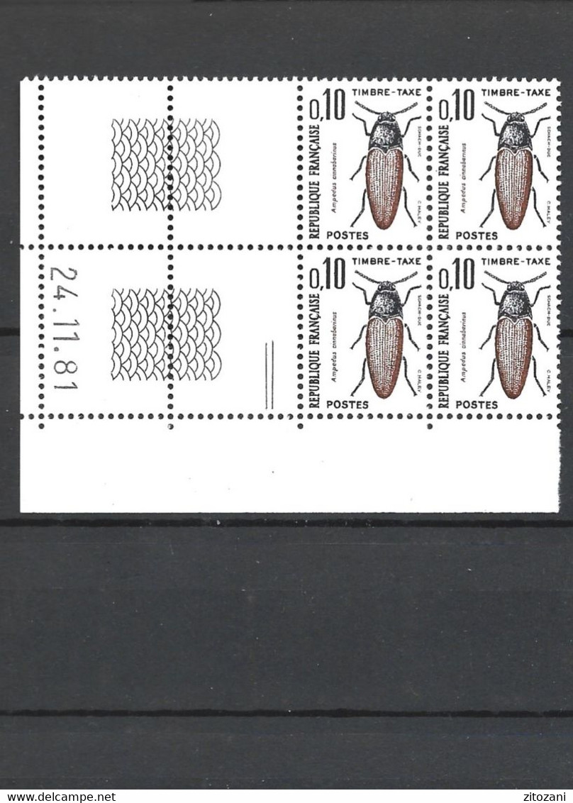 CD403 Coin Daté TAXE Insectes YT 103  Tirage  Du  24-11-1981  Neuf ** - Postage Due